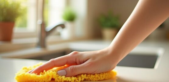 cleaning countertop