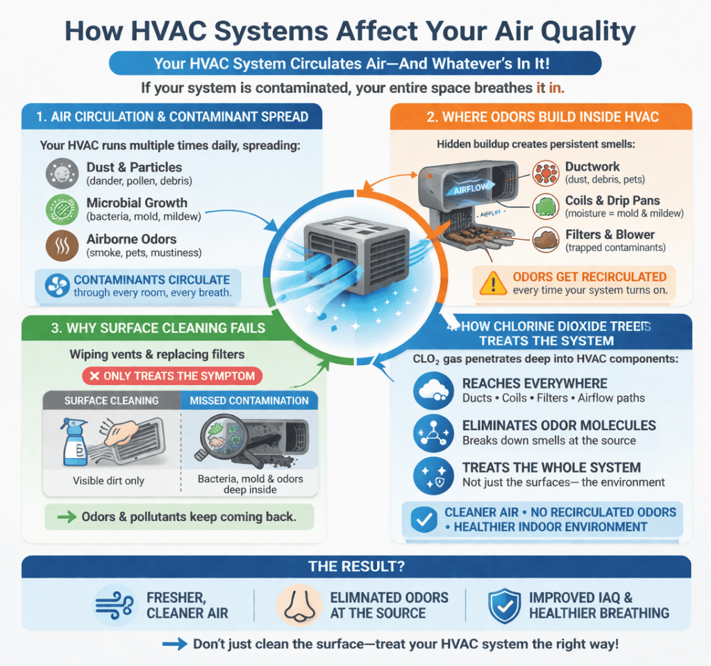 infograph of how HVAC systems impact IAQ