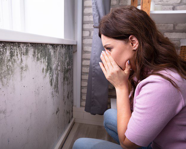 A woman discovers mold in her home