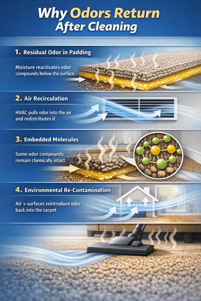infograph explaining why odors return after cleaning.