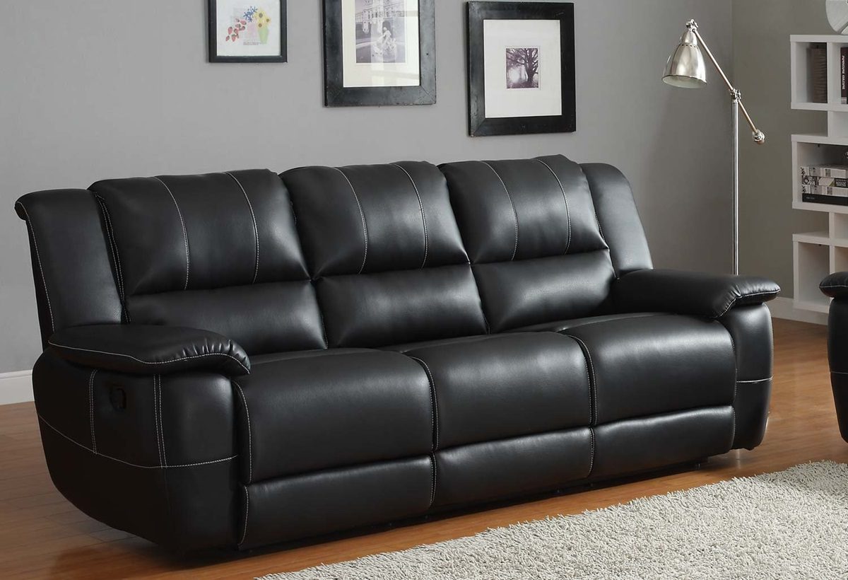 black leather sofa in picture