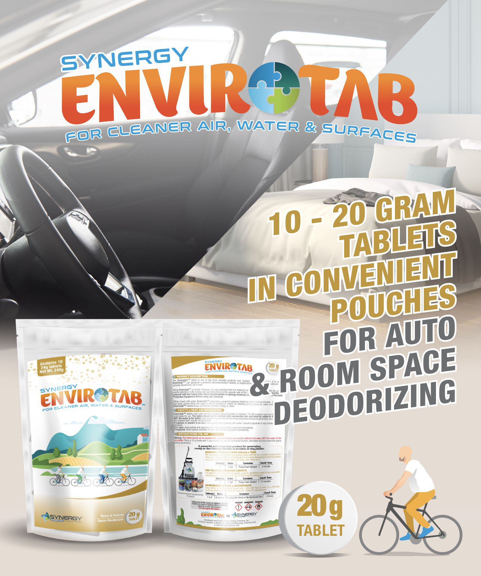 20g ClO2 Tablets for Air & Large-Volume Water Treatment (10-Tablet Pouch) 10/Pouch, 40/Box