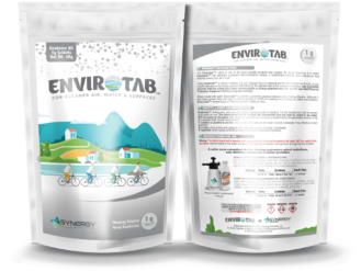 1g Envirotab chlorine dioxide tablet pouch front side and backside