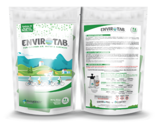 Envirotab 4g chlorine dioxide tablets pack front side and backside