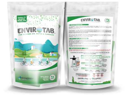 Envirotab 4g chlorine dioxide tablets pack front side and backside
