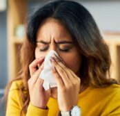 Woman suffering from allergies