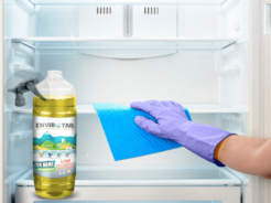 cleaning a refrigerator with Envirotab