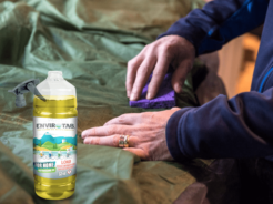Cleaning camping gear with clo2 before packing away reduced mildew and odors