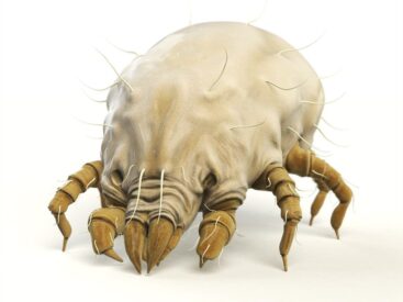 An artistic rendition of a dust mite