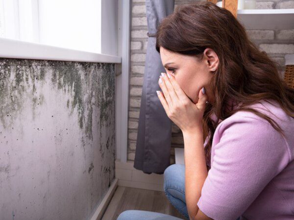 A woman discovers mold in her home